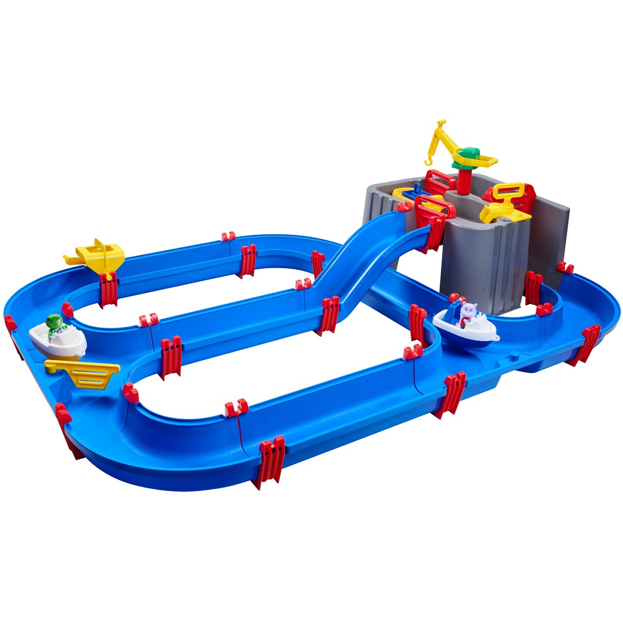 AquaPlay: Harbor Waterway Playset - 3 Toy Boats & 2 Animal Figures, Interactive Slide Canal System, Pump-Sluices-Crane, Outdoor Activity, Kids 3+